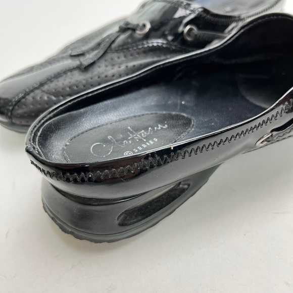 COLE HAAN G Series Black Perforated Genuine Patent Leather Mules Loafers sz 6 B - Picture 15 of 16